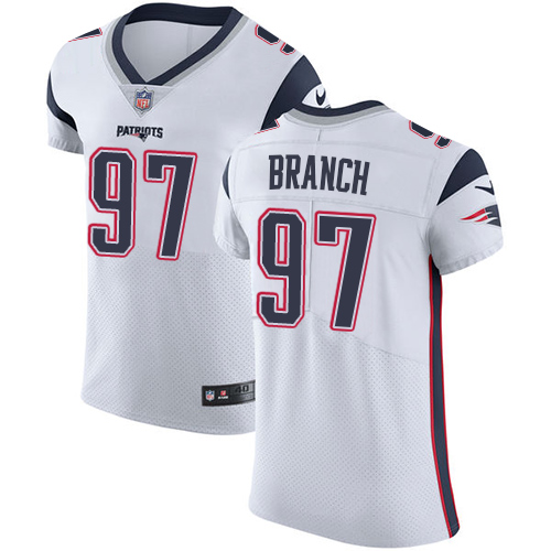 Nike Patriots #97 Alan Branch White Men's Stitched NFL Vapor Untouchable Elite Jersey - Click Image to Close
